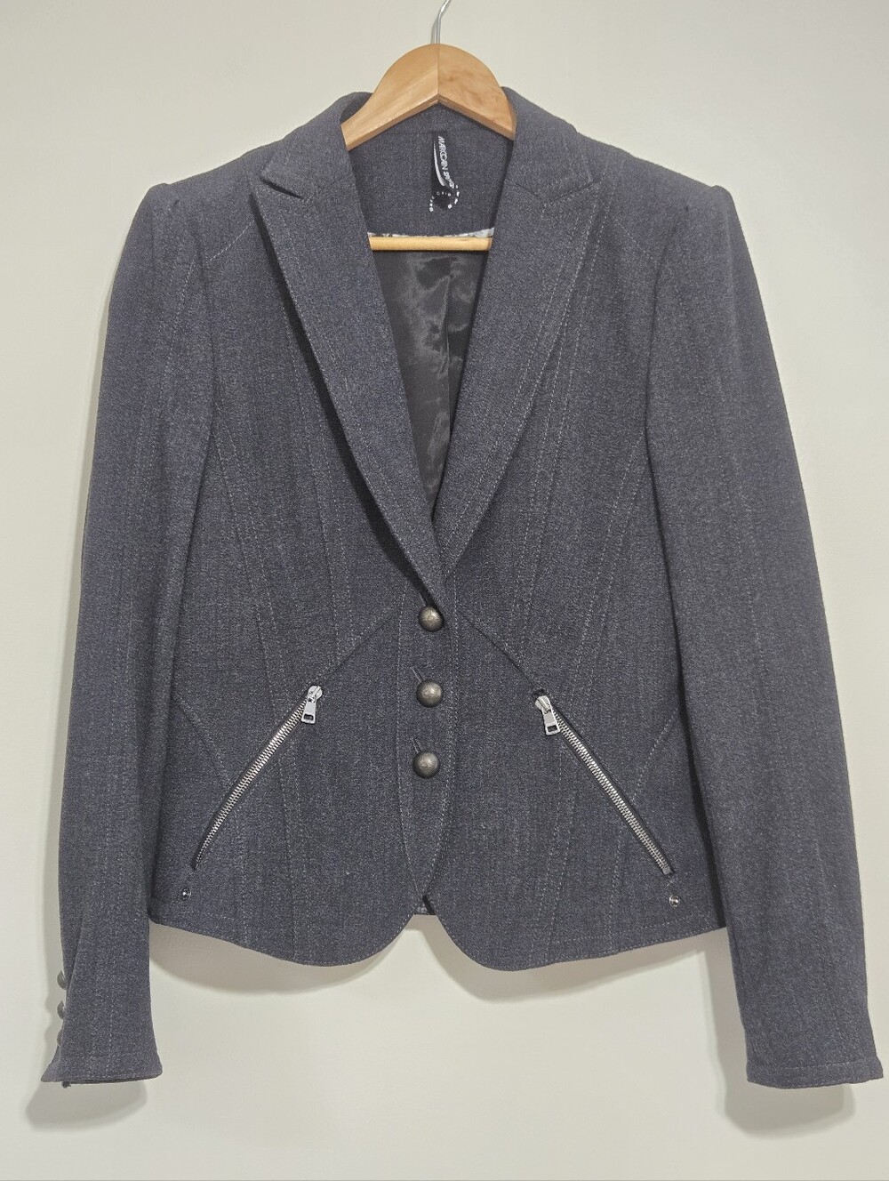 Marc Cain Sports womens fitted wool cotton blend blazer jacket Metal Buttons XS